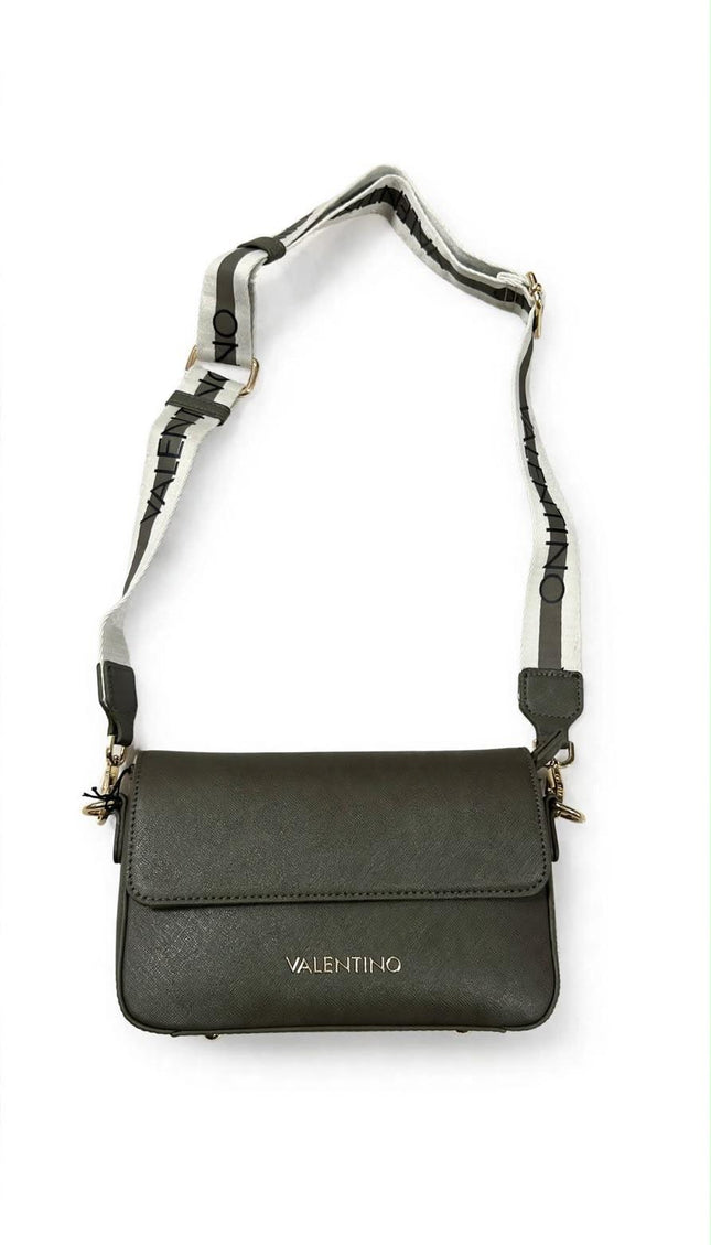 Borsa Mario Valentino verde militare a tracolla con fascia logata