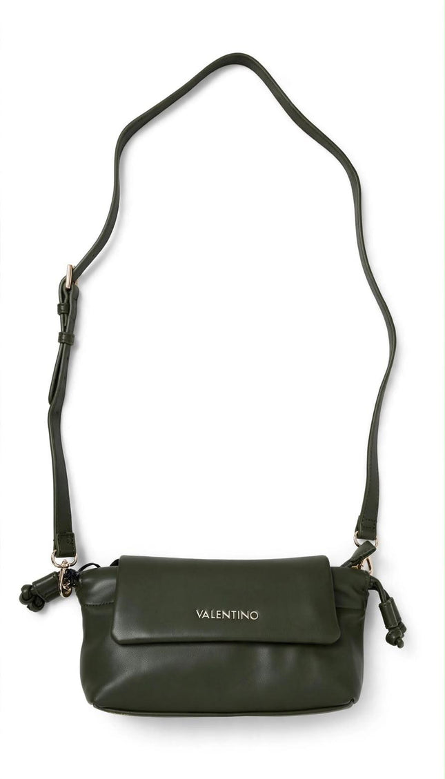 Borsa Mario Valentino verde scuro a tracolla con patta morbida