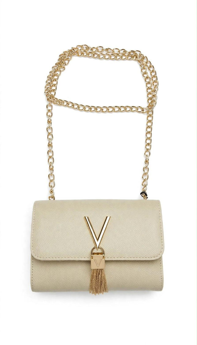 Borsa Mario Valentino avorio con catena e nappina