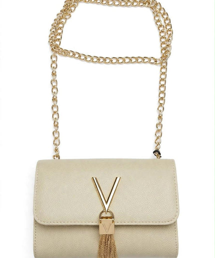 Borsa Mario Valentino avorio con catena e nappina