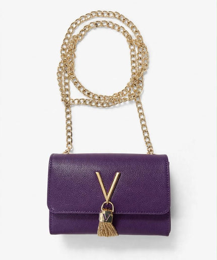 Borsa Mario Valentino viola con catena e nappina