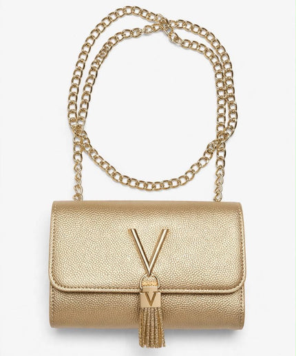 Borsa Mario Valentino champagne con catena e nappina