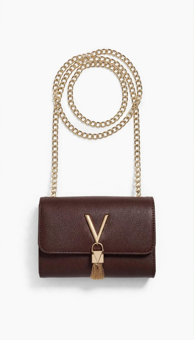 Borsa Mario Valentino marrone con catena e nappina