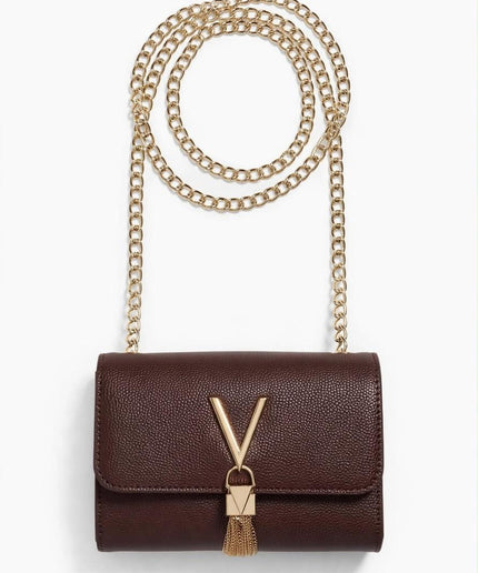 Borsa Mario Valentino marrone con catena e nappina