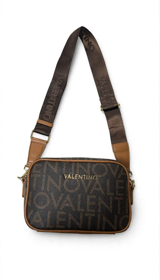 Borsa Mario Valentino nera monogram con profili marroni