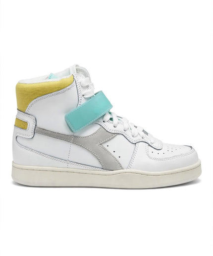 Sneakers alte Diadora bianche con cinturino turchese