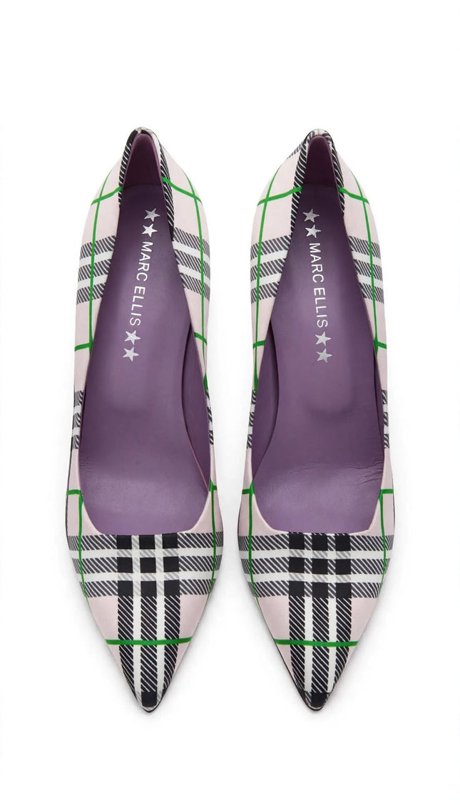 Décolleté Marc Ellis Tartan Rosa con Tacco a Stiletto