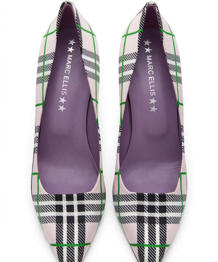 Décolleté Marc Ellis Tartan Rosa con Tacco a Stiletto