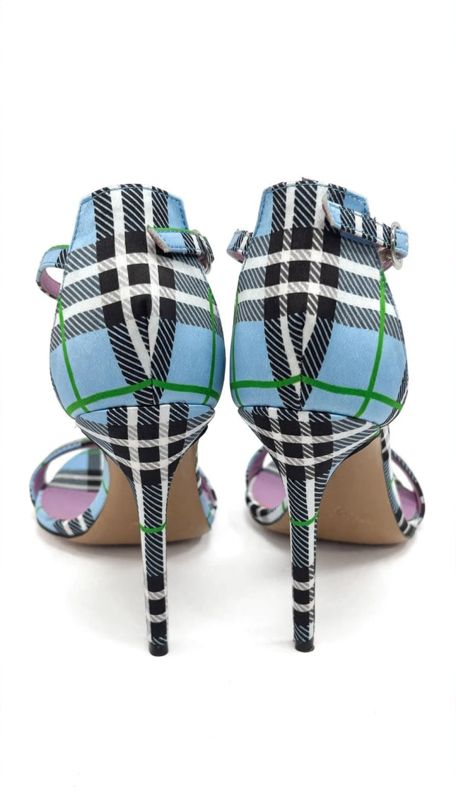 Sandalo Marc Ellis Tartan Azzurro con Tacco a Stiletto