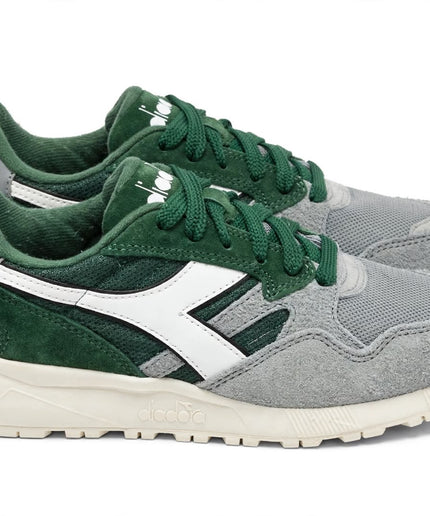 Sneaker Diadora Grigia e Verde con Dettaglio Argento
