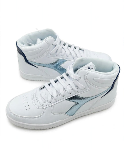 Sneakers alte Diadora bianche con dettagli azzurri