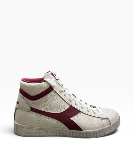 Diadora Sneakers Alte in Pelle Bianche e Bordeaux