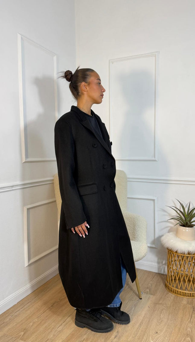 Cappotto Vicolo Lungo Nero Doppiopetto