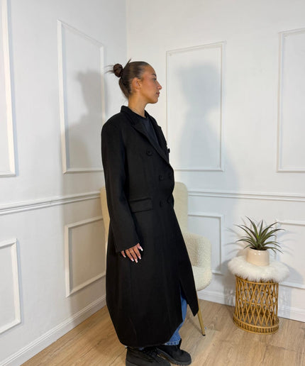 Cappotto Vicolo Lungo Nero Doppiopetto