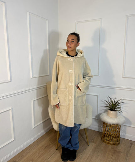 Cappotto Vicolo Teddy Panna con Cappuccio