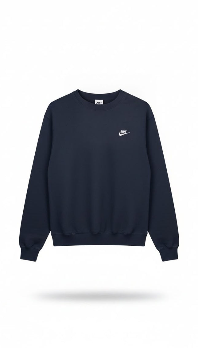 Nike Felpa Girocollo Blu Navy con Logo Ricamato