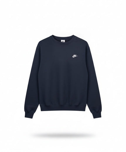 Nike Felpa Girocollo Blu Navy con Logo Ricamato