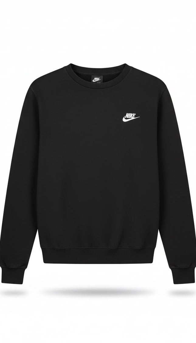 Nike Felpa Girocollo Nera con Logo Ricamato