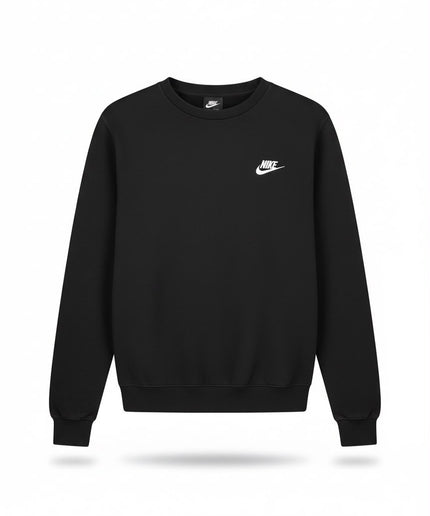Nike Felpa Girocollo Nera con Logo Ricamato