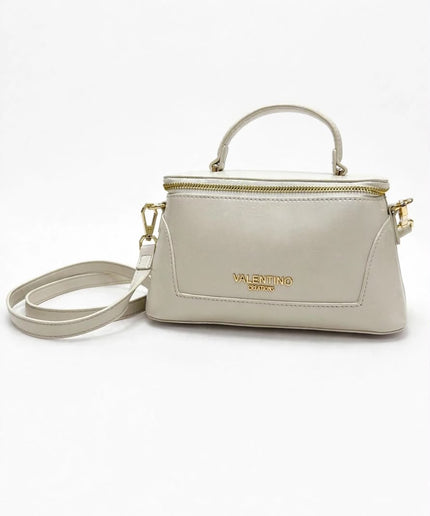 Mario Valentino Borsa a Mano e Tracolla Beige con Logo Dorato