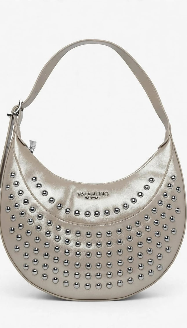 Mario Valentino Borsa Hobo a Spalla Argento con Borchie