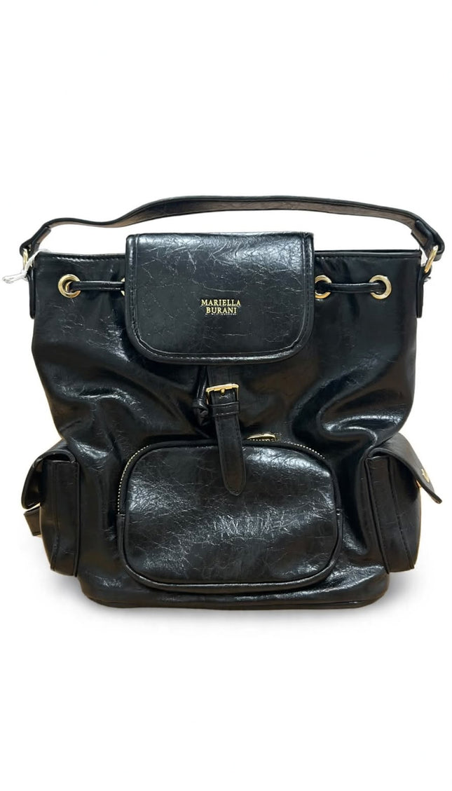 Mariella Burani Borsa a Secchiello Nera con Tasche e Coulisse