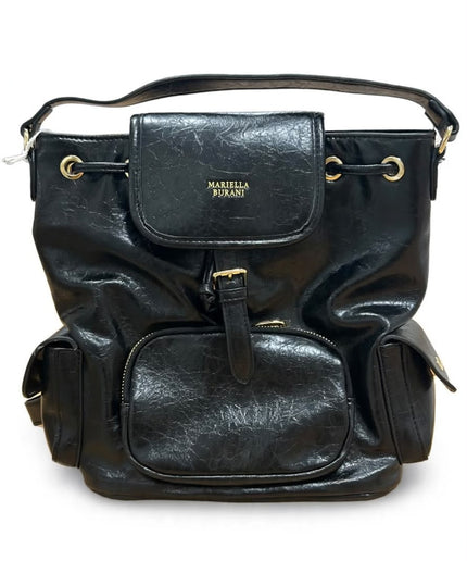 Mariella Burani Borsa a Secchiello Nera con Tasche e Coulisse