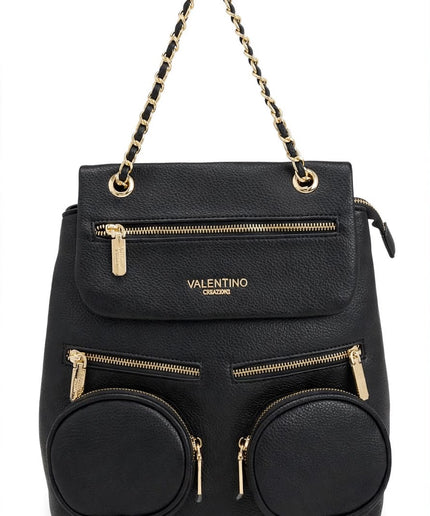 Mario Valentino Zaino Nero con Catena Dorata e Tasche Tonde
