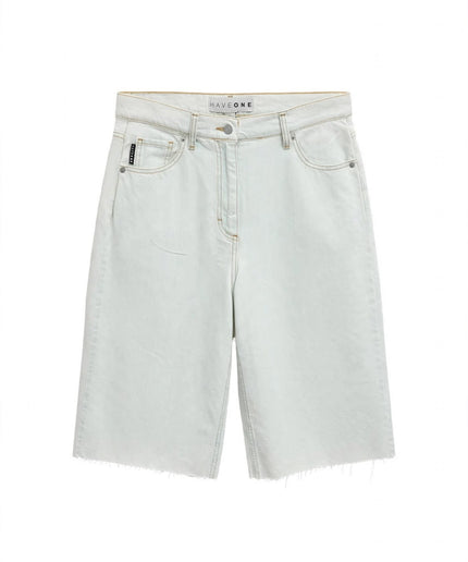 Jeans bermuda chiaro Haveone con fondo sfrangiato