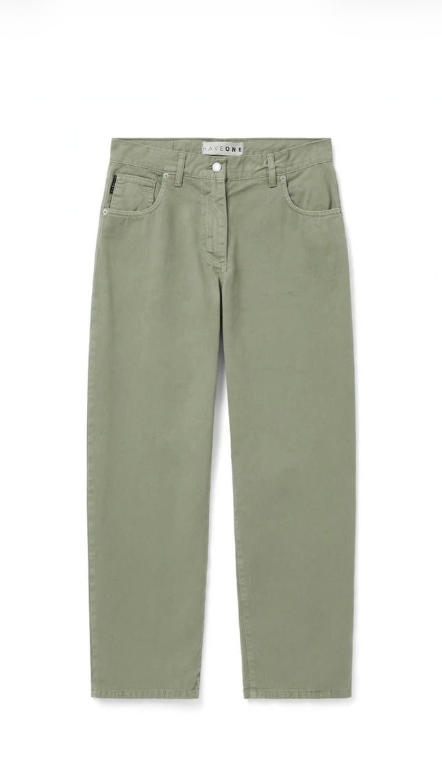 Jeans verde oliva chiaro Haveone a gamba dritta