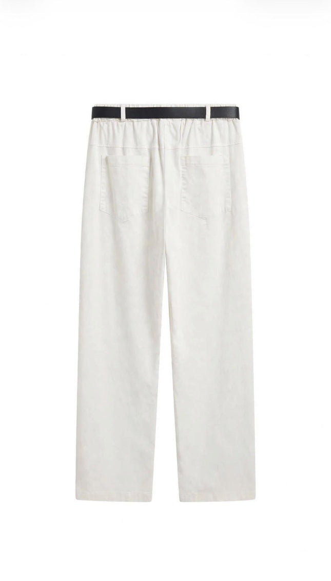 Pantalone bianco Haveone con cintura nera