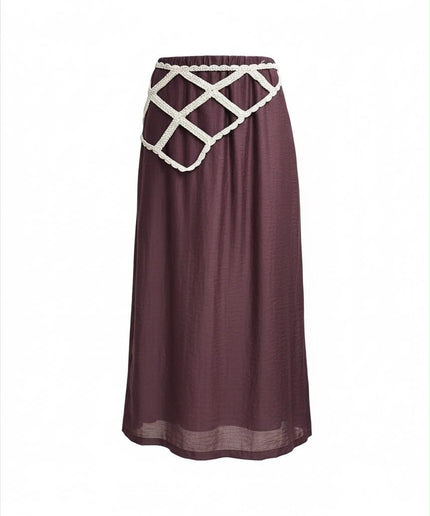 Gonna lunga bordeaux Haveone con cintura intrecciata