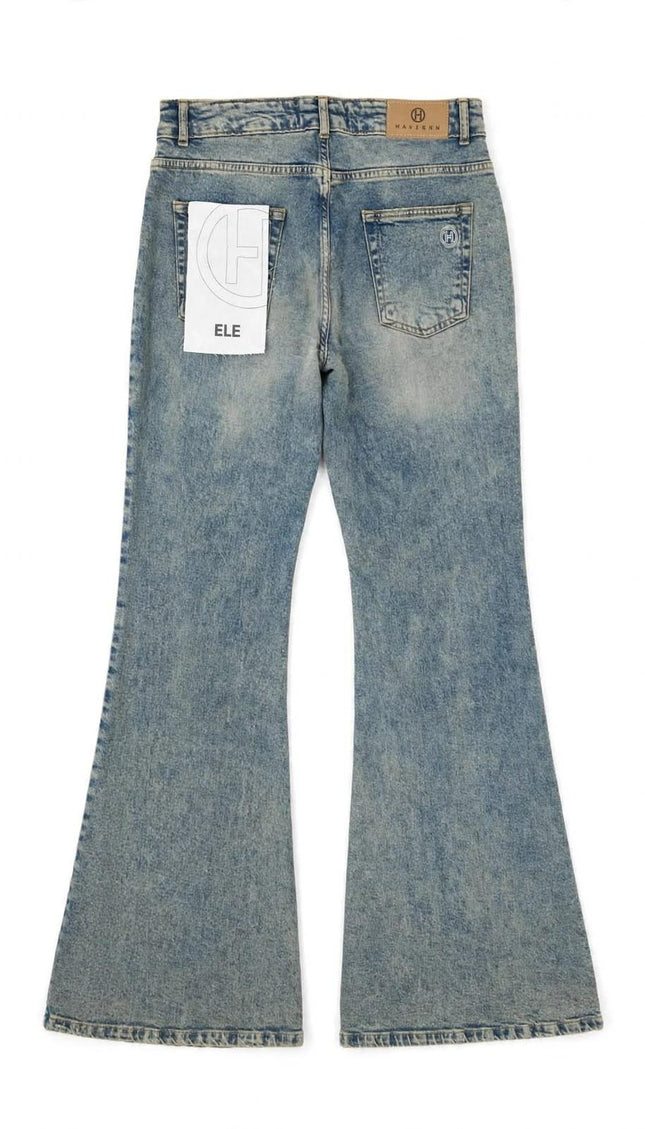 Jeans Haveone blu a gamba svasata délavé