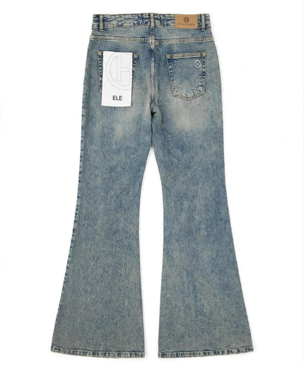 Jeans Haveone blu a gamba svasata délavé