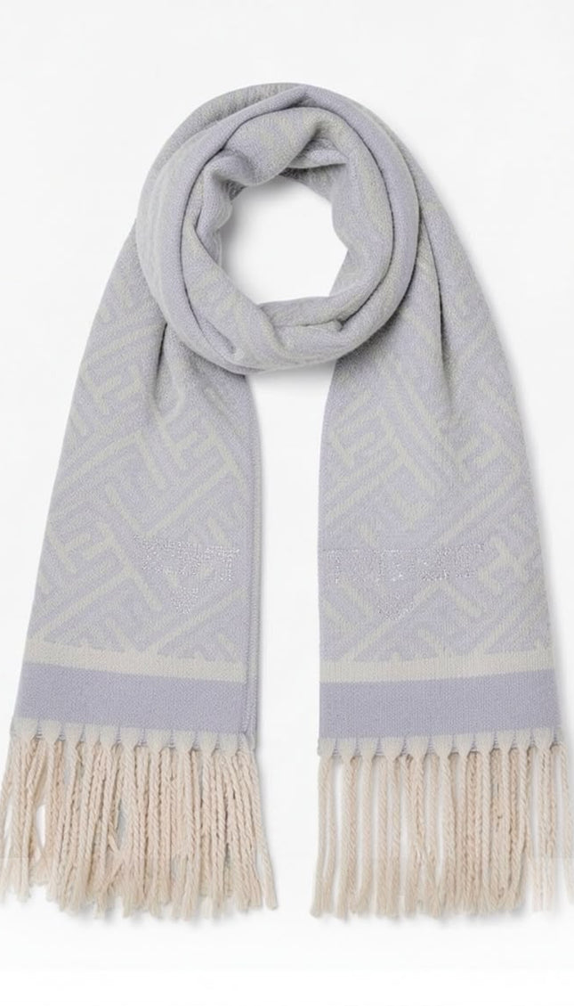 Sciarpa Twinset grigio chiaro con frange