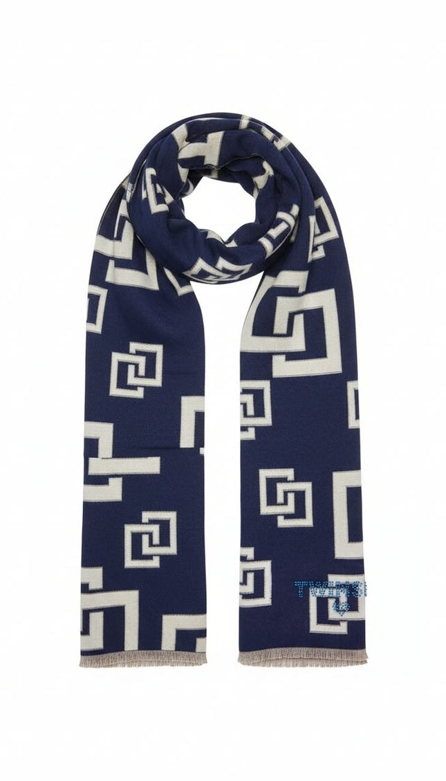 Sciarpa Twinset blu navy con motivo geometrico