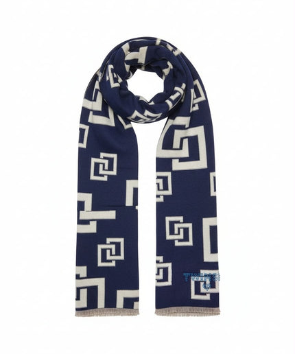Sciarpa Twinset blu navy con motivo geometrico