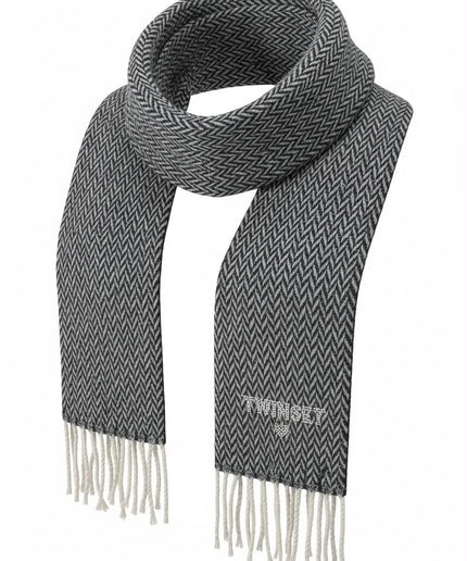 Sciarpa Twinset grigio antracite a spina di pesce
