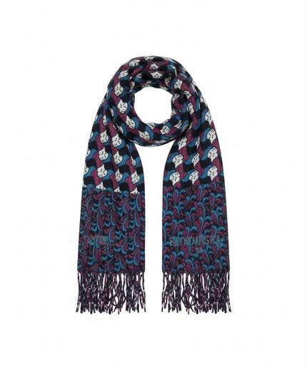 Sciarpa Twinset blu scuro multicolore con frange