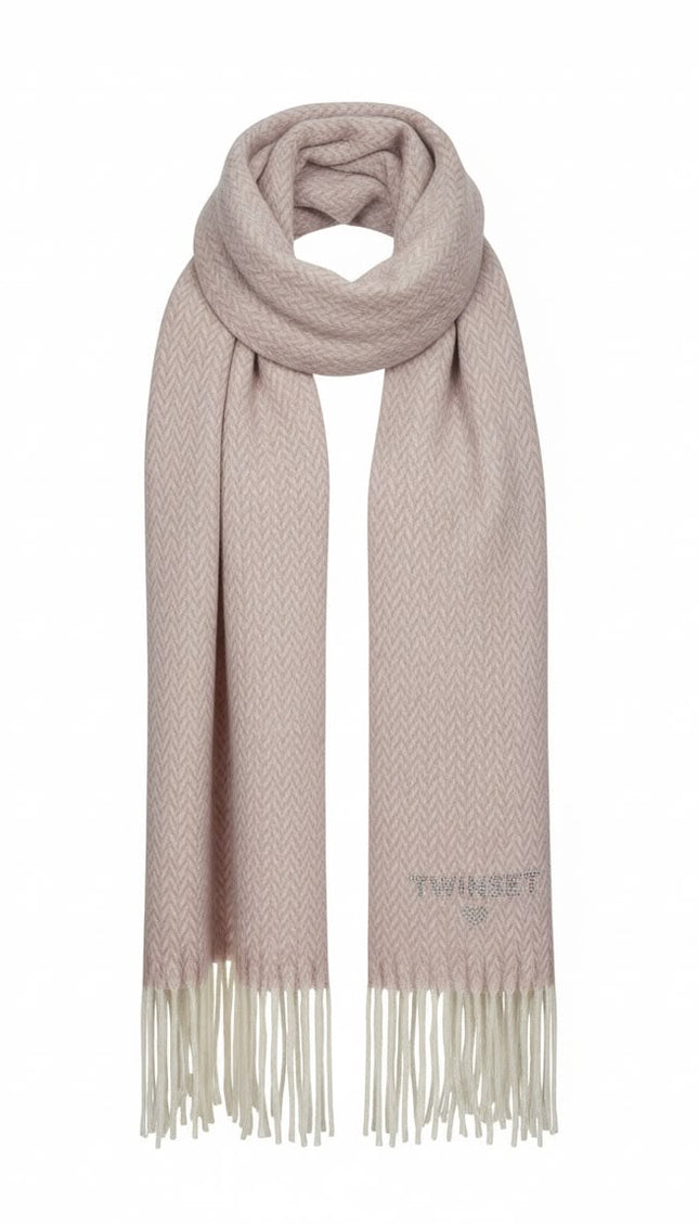 Sciarpa Twinset beige rosato con frange