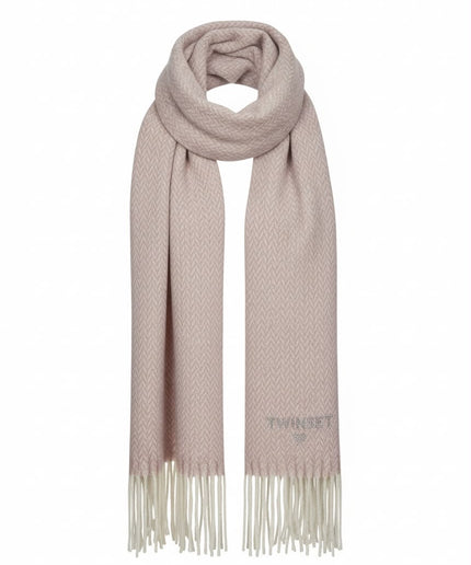 Sciarpa Twinset beige rosato con frange