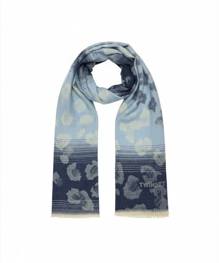 Sciarpa Twinset azzurra e blu con motivo floreale