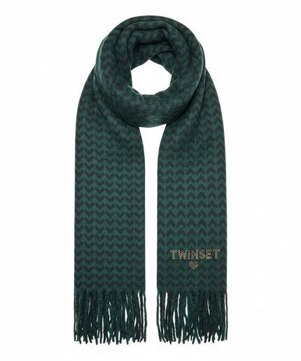 TWINSET Sciarpa verde scuro a motivo chevron