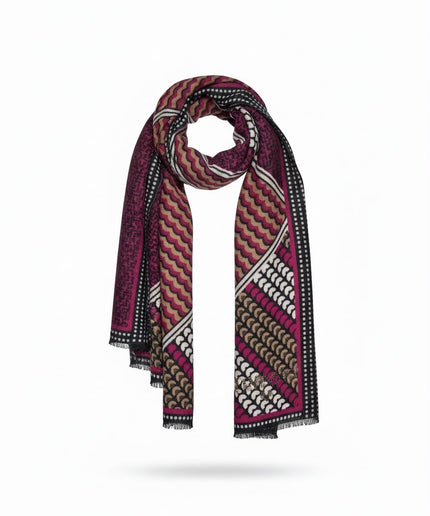 TWINSET Sciarpa a fantasia patchwork bordeaux e nero