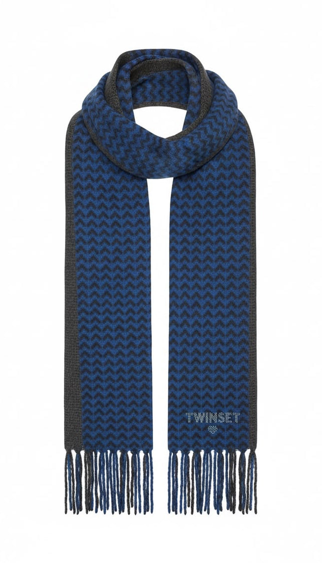 TWINSET Sciarpa blu a motivo zigzag