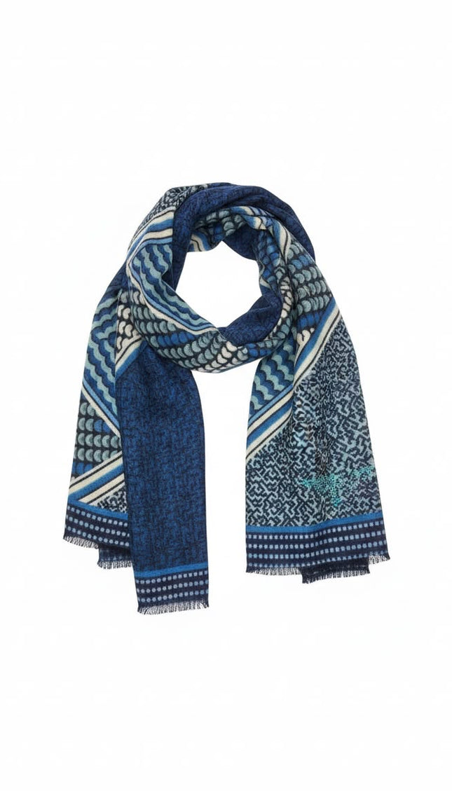 TWINSET Sciarpa a fantasia patchwork blu