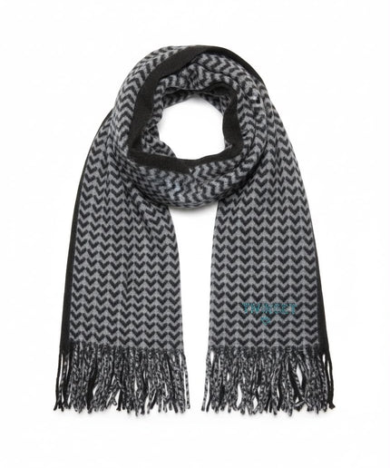 TWINSET Sciarpa grigio e nero a motivo chevron
