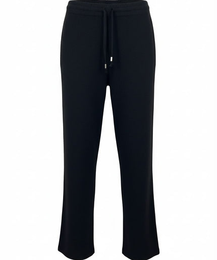Haveone Co-ord Set Nero con Maglione Scollo V e Pantaloni con Coulisse