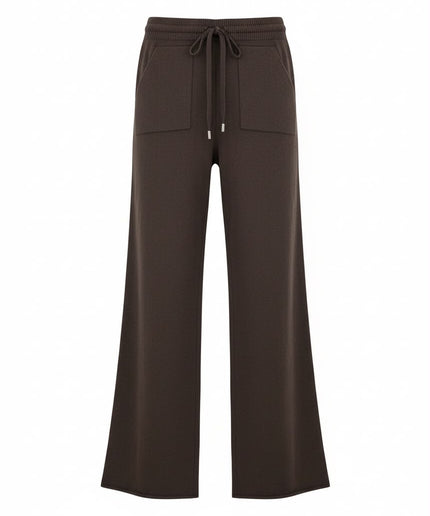 Haveone Cordset Marrone con Maglione Scollo V e Pantaloni con Coulisse