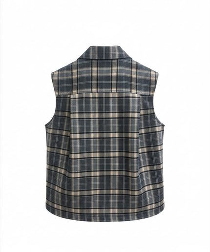 Gilet a quadri con colletto e tasche Vicolo
